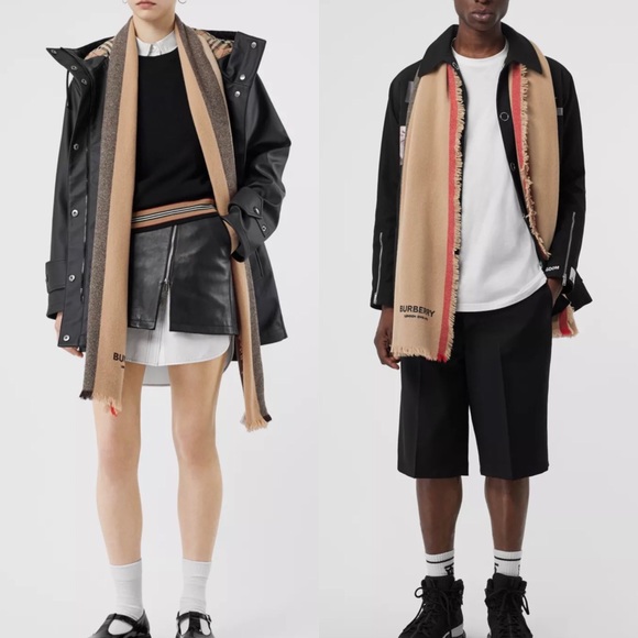 Burberry - Icon Stripe Wool Cashmere Scarf - Picture 4 of 16